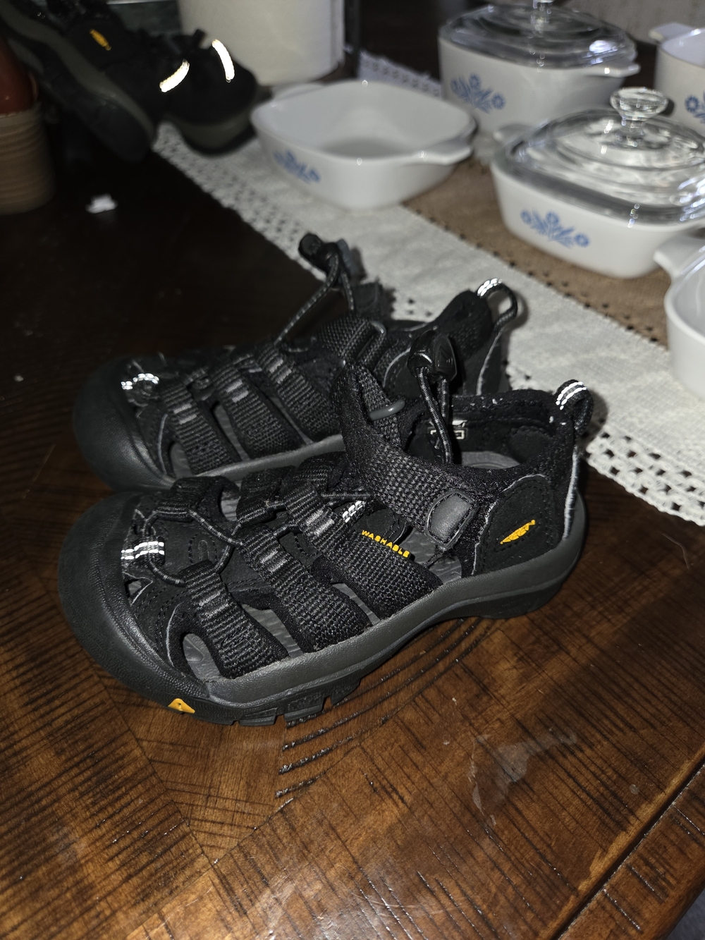 Black Kids' Water Shoe with Yellow Accent Size 9